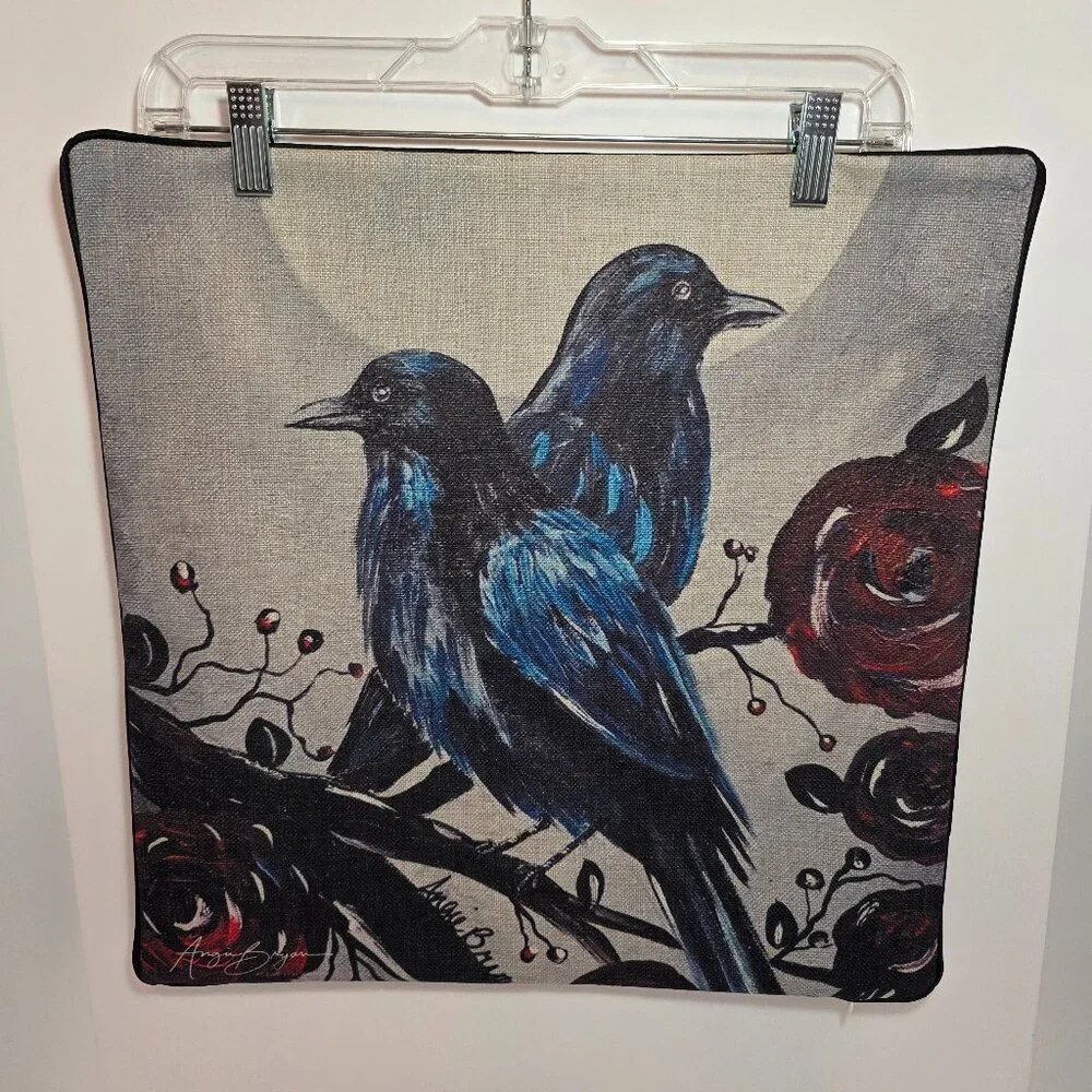 Crow Pillow Cover - Artwork by Angie Bryan - Picture 1 of 3